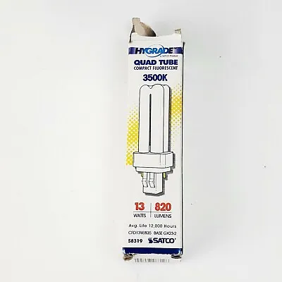 Satco S8319 3500K 13-Watt GX23-2 Base T4 Quad 2-Pin Tube Magnetic Ballasts {A}  • $18.70