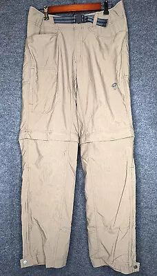 Mountain Hardwear Tan Convertible Pants Mens Medium 33 X 32 Cargo Hiking Outdoor • $34.95