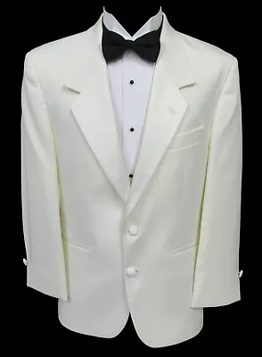 Men's Ivory Tuxedo Jacket Two Button With Satin Notch Lapels Free Shipping • $53.99