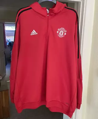 ** MANCHESTER UNITED - Red Long Sleeve Hooded Training Top ** ADIDAS XXXL EX C • £26.99