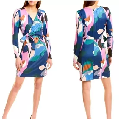 Hutch Anthropologie Dress Womens 2X Blue Long Sleeve Jersey Knit Mason Wrap Mini • $50.99