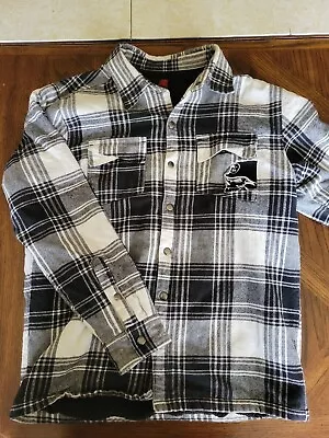 Y2k Vtg Metal Mulisha Trucker Flannel Shirt Black/white Sherpa-lined Snap Button • $59.99