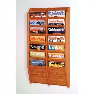 $164.56 • Buy Wooden Mallet 14 Pocket Medium Oak Wall Mount Magazine Rack