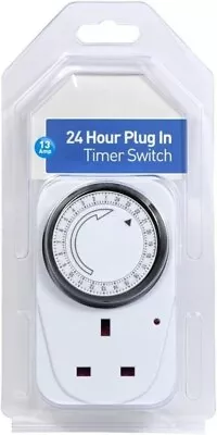 24 Hour Segment Timer Light Switch 13A Compact Energy Saver|UK Mains Plug-White • £7.75