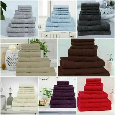 LUXURY 100% EGYPTIAN COTTON TOWEL 8 Piece Bale Set Face Hand Bath Caneria Towels • £14.99