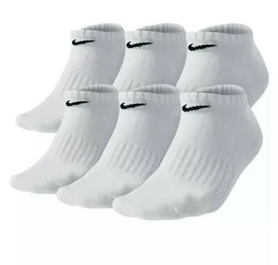 Authentic NIKE / NO SHOW Socks / 6 Pack / Men's 8-12 / Woman's 10-13  / WHITE • $24.75