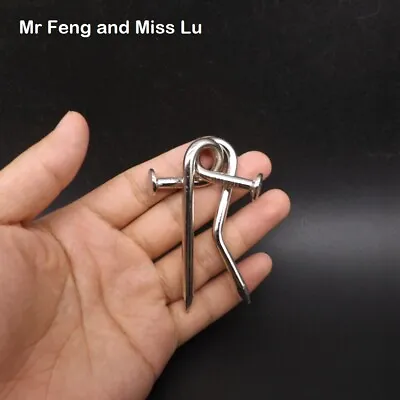 Straight Curved Nail Metal Wire Ring Puzzle IQ Brain Teaser Toy Classic Mind • $4.99