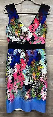 Milly Floral Print Sheath Scuba Dress Size 8 With Cutouts Ombre Sleeveless • $28