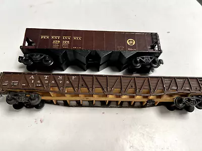 HO Two Vintage Cars Megow? Hopper PRR Hopper ATSF Gondola. Nicely Built • $14.99