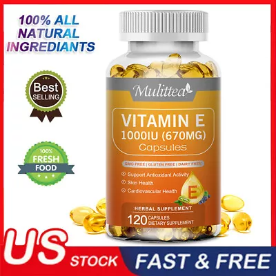 Mulittea Vitamin E 1000 IU 120 Softgel Capsules Skin Immune Support Antioxidant • $13.98