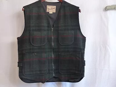 Vtg Woolrich Vest Buffalo Plaid Wool 4 Pockets GREEN USA Made Zip Up Men's Large • $49.99