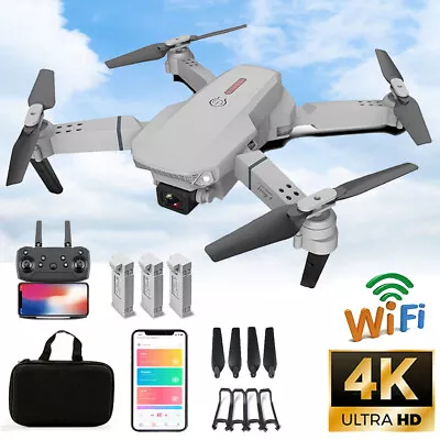 4K HD Mini Drone Dual Camera Foldable FPV WIFI Selfie RC Quadcopter 3 Batteries • £21.90