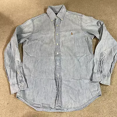 Ralph Lauren Shirt Mens Small S Denim Light Blue Long Sleeve Button Up Casual • $39.90