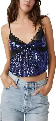 Free People Right Rhythm Sequin Cami In Midnight Combo Size M • $23.99