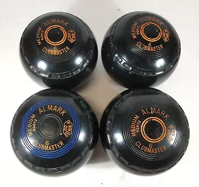 Almark Clubmaster Lawn Indoor Bowls Size 6M Medium Black Set Of 4 K B B 00 R • £49.95