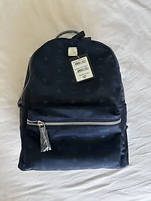 Brand New Authentic MCM  Navy Blue  Nylon Backpack Medium Size • $469.99