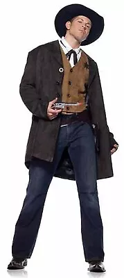 Gun Slinger Western Sheriff Cowboy Fancy Dress Halloween Adult Costume 2 COLORS • $69.63