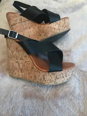 Black Wedge Sandals Size 5 London Rebel • £18