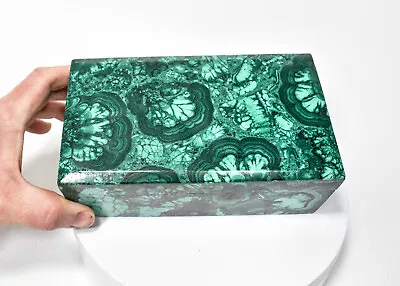 6.88  Beautiful Polished MALACHITE JEWELRY BOX - Matching Top - Congo Mc990 • $335.75