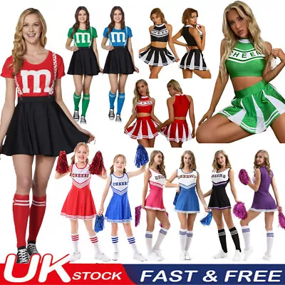 Womens Sexy Cheerleader Costume Fancy Dress Outfit High School Dance Uniform Set • £17.39