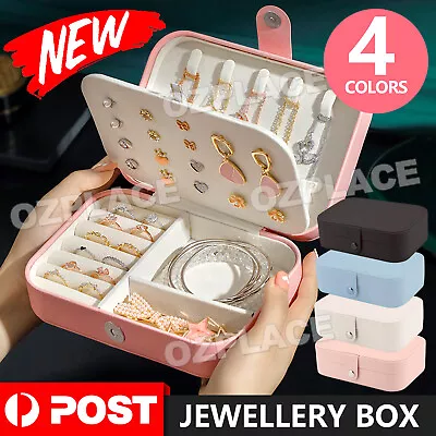$13.95 • Buy Portable Travel Jewellery Box Organizer Leather Ornaments Jewelry Case Storage