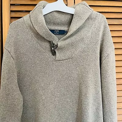 J. Crew Men's Shawl Neck Sweater One Button Size M Grayish Green Long Sleeve • $11.50