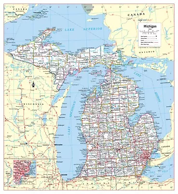 Michigan State Wall Map Large Print Poster • $17.99