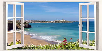 £17.99 • Buy Cornwall Newquay Surf Beach 3D Effect Window Picture Fabric Wall Sticker Poster