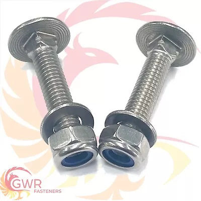 £179.87 • Buy M5 M6 M8 Carriage Bolts Washers Nyloc Nut A2 Stainless Steel Square Coach Screws