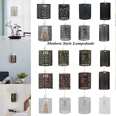 Modern Drum Style Light Lamp Shade Ceiling Pendant Metal Easy Fit Metal Cage New • £8.29