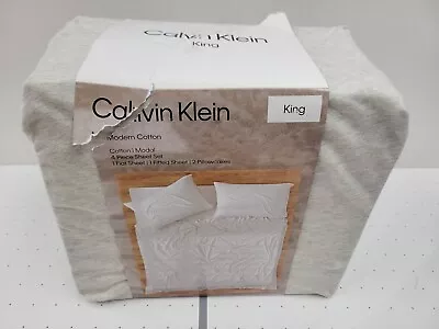 $84.20 • Buy Calvin Klein, 4 Pc - Modal Cotton Jersey Sheet Set - King Light Gray