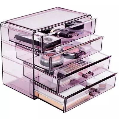 Cosmetic Organizer Display Rack - 4 Large Drawers For Space Saving (Purple) • $23.32