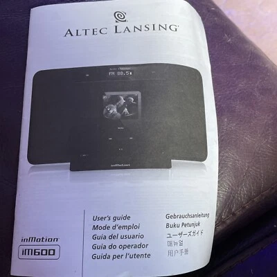£1 • Buy Altec Lansing Inmotion Im 600 Instryuction Booklet