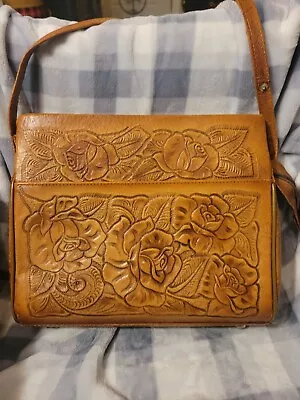 Vintage Hand Tooled Leather Purse Handbag Western Hippy Boho • $15