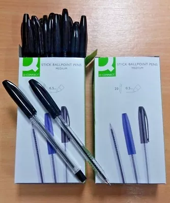 100 (5 Boxes X 20) New Q-connect Quality Medium Black Ballpoint Pens Kf02457  • £9.99