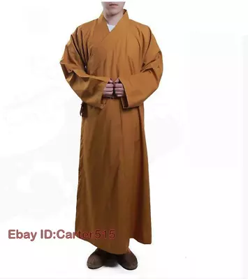 Shaolin Buddhist Monk Dress Meditation Long Robe Gown Kung Fu Suit Temple Retro • $48.17