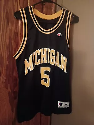 Vintage 90’s Michigan Wolverines Fab Five 5 Jalen Rose Champion Jersey Size 40 • $49.95