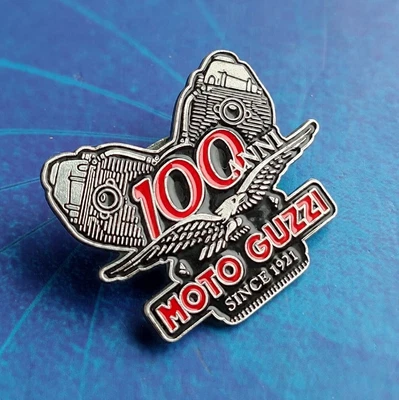 $15 • Buy Moto Guzzi BIG Pin Badge Silvered Engine V Twin Motorcycle, Fast Delivery
