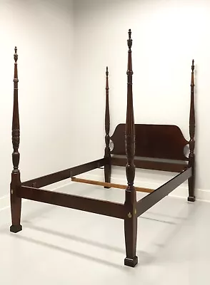 COUNCILL CRAFTSMEN Mahogany Chippendale Queen Size Rice Carved Four Poster Bed • $2495