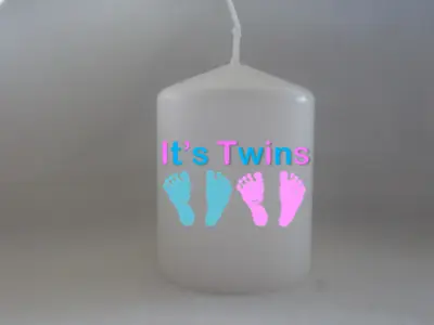 Unique Personalised Baby Shower Gifts Twins It's Twins Boy And Girl Candle Gift • £6