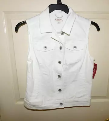 NWT Merona Women's White Sleeveless Button-Up Jean Jacket Size S • $4