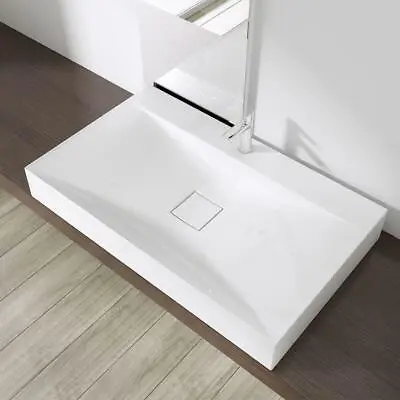 £82.40 • Buy Bathroom Wash Basin Sink Vanity Stone Resin Countertop Rectangular & Waste Plug