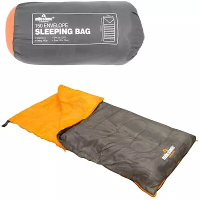 £19.99 • Buy Milestone Camping Single Envelope Sleeping Bag | 2 Season | Dual Zip-26700