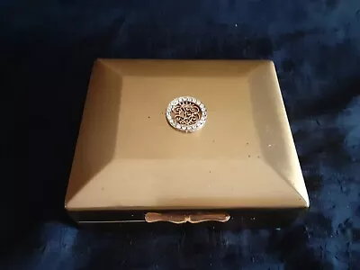 Vintage Du Barry Cosmetic Compact & Gold Metal Rhinestone Box Cloudsilk Powder • $15.49