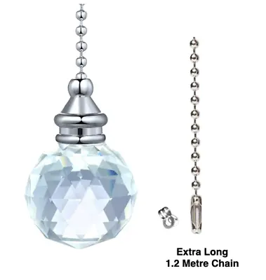 Traditional Crystal Style Decorative Bathroom Light Pull 1.2m Extra Long Chain • £6.95