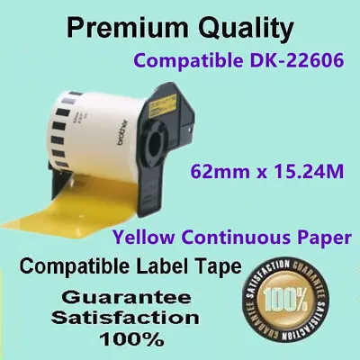 1x Compatible With Brother DK-22606 Yellow Continuous Film Roll QL-570 QL-710W • $38.99