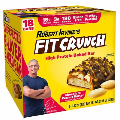 Chef Robert Irvine’s Fit Crunch Chocolate Peanut Butter Whey Protein 18CT NEW • $28.88