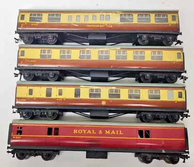 4 X Hornby Dublo Coaches Brown And Cream & Royal Mail Oo Gauge • £19.99