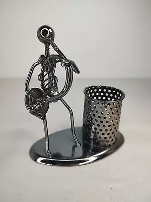 Grey French Horn Design Pen&Pencil Holder Figurine Home Décor Steampunk Teacher • $14.95