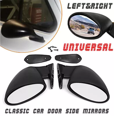 $53.93 • Buy 1Pair Universal Car Vintage Door Wing Side Mirror Hot Rod Rat Rod Muscle Black